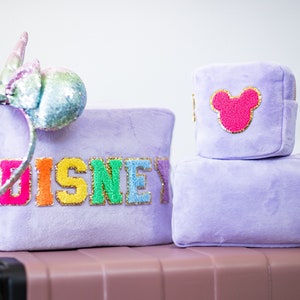 LARGE Velvet Bag- Personalized Bag- Cosmetic Bag- Customized Terry Bag- Disney Bag- Personalized Gift- spring break pouch - bridesmaid gift