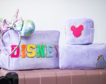 Mittelgroße Samttasche- Personalisierte Tasche Kosmetiktasche- Maßgeschneiderte Terry Tasche- Disney Tasche- personalisiertes Geschenk- Frühlingsbruchbeutel - Brautjungfer Geschenk