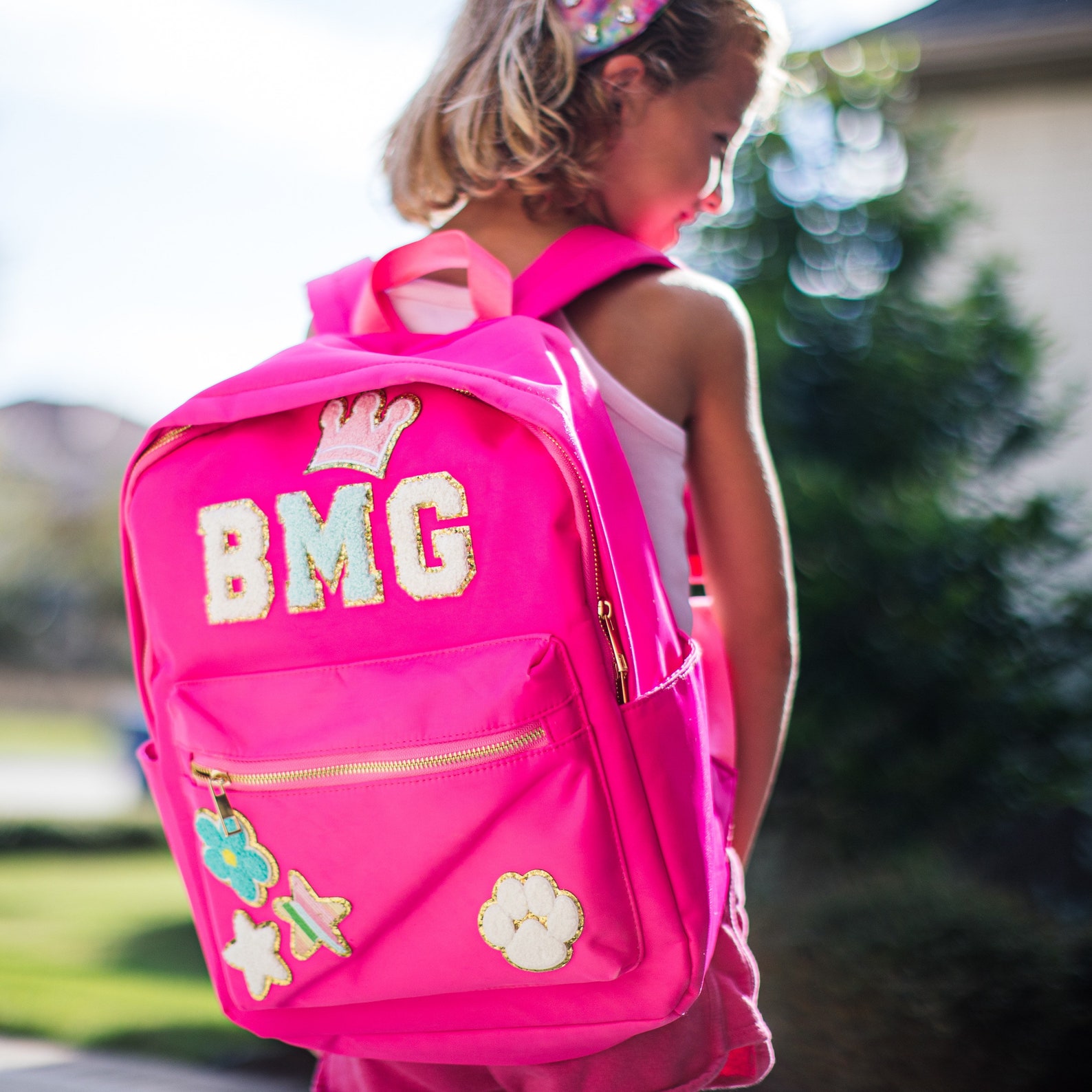 Printed nylon backpack