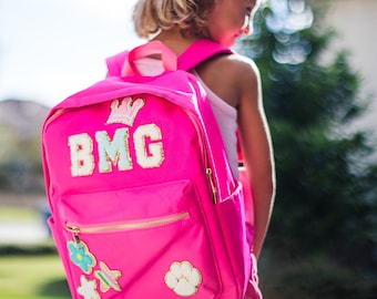 NEW!! Nylon Backpack- Personalized Backpack- Customizable Backpack- Letter Backpack- Chenille Patch Backpack- Kid Backpack- Back to school