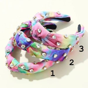 Knotted Tie Dye Headband: Crystal Jewel Bling