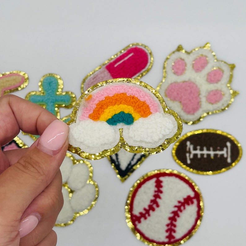 Chenille Patches Adhesive Patches Chenille Football Etsy