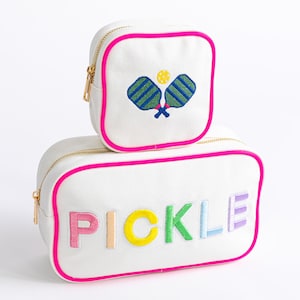 Pickleball Cosmetic Bag: Embroidered Patch Design
