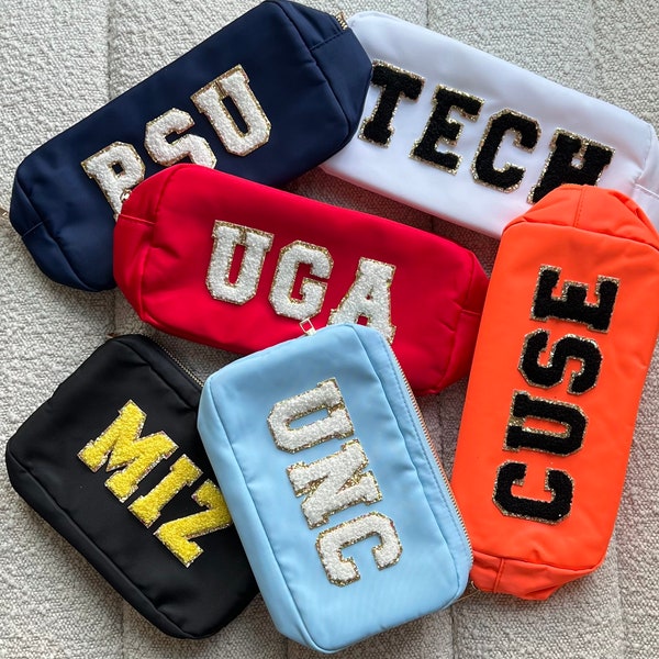 Nylon LARGE Cosmetic Bag - Makeup bag- Travel Bag- Bag with Pouches- Customized Bag- Bridesmaid Gift- graduation gift- college bag- game day