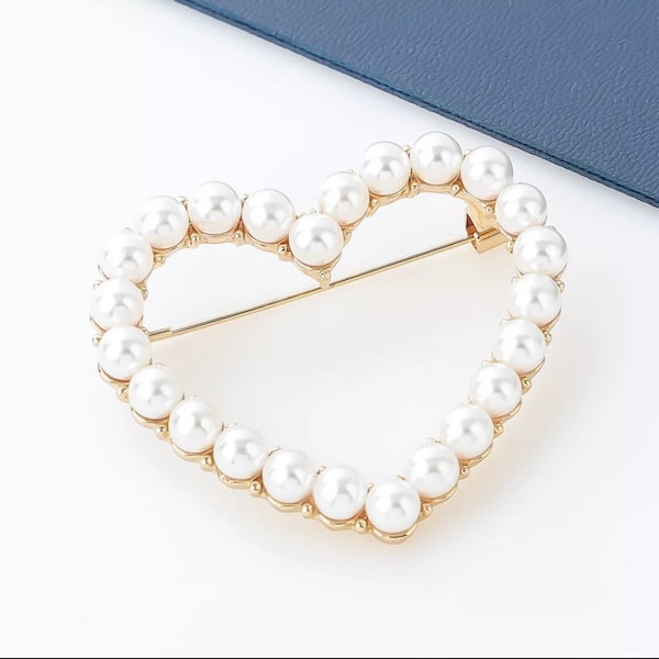 Pearl Heart Brooch