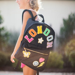 NEW Nylon Backpack Personalized Backpack Customizable Backpack Letter Backpack Chenille Patch Backpack Kid Backpack Back to school image 2