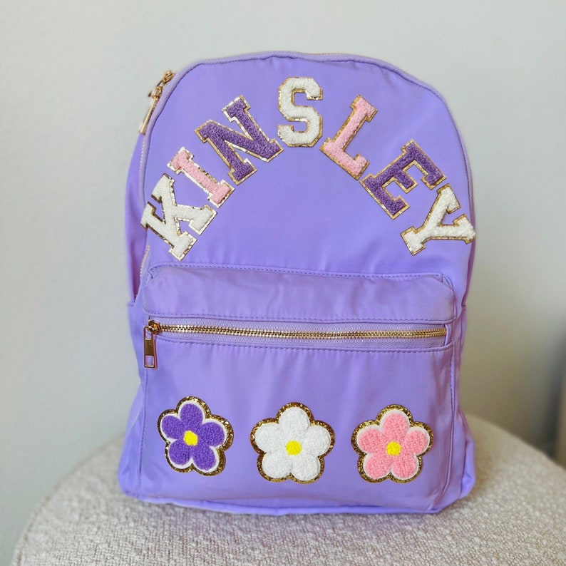 NEW Nylon Backpack Personalized Backpack Customizable Backpack Letter Backpack Chenille Patch Backpack Kid Backpack Back to school image 7