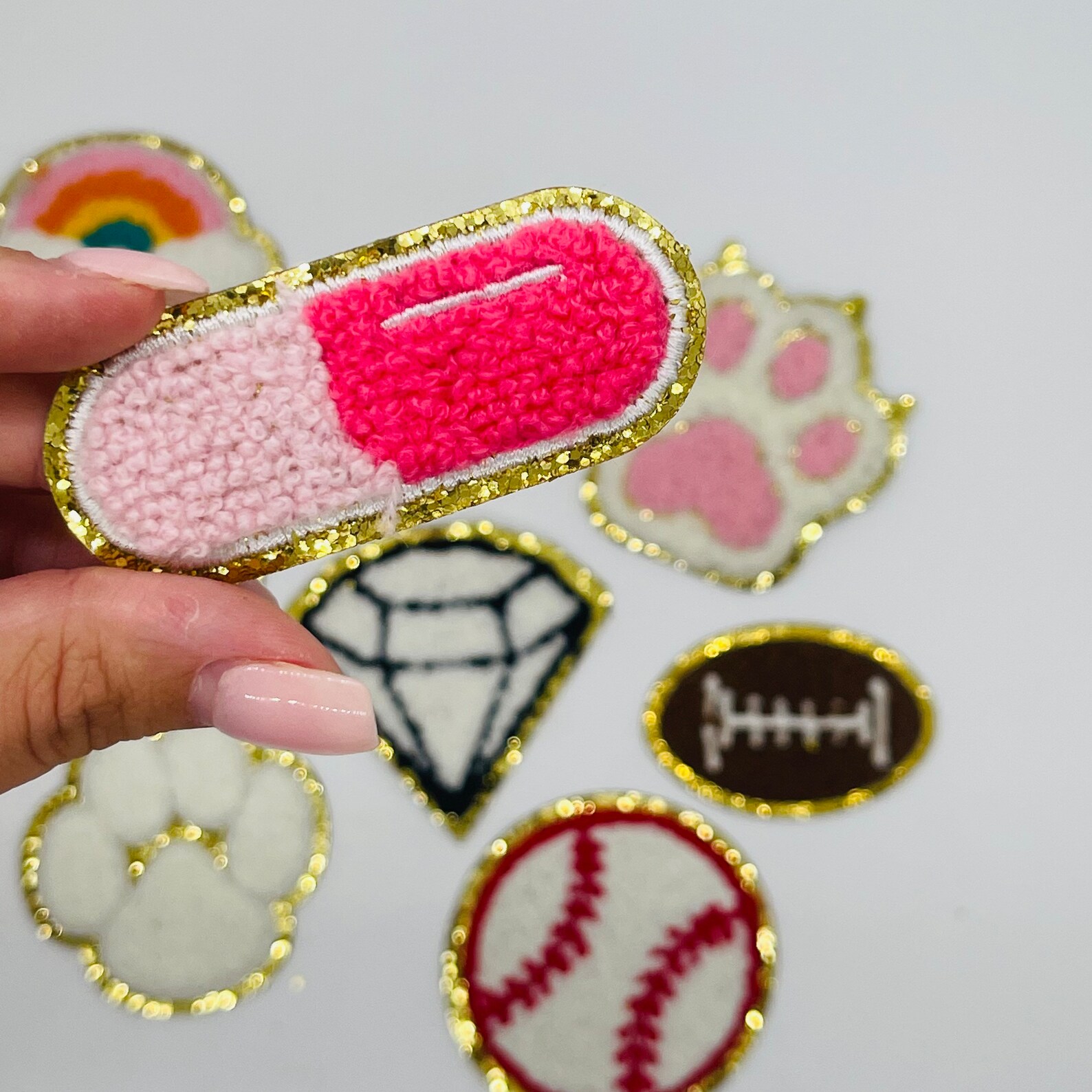 Chenille Patches Adhesive Patches Chenille Football Etsy
