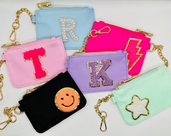 Keychain Wallet - Wallet with chenille patch - personalized wallet - keychain card holder - nylon wallet - card holder - personalized
