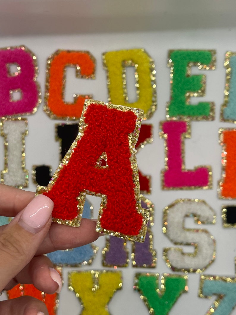 Chenille Letters Chenille Patch Adhesive Letters Varsity Etsy