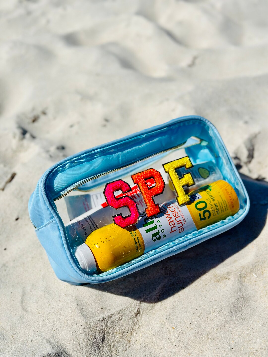 LARGE Clear Cosmetic Bags Clear Toiletry Pouch Nylon Bag Toiletry Bag With Patches Clear Travel