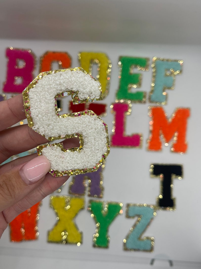 Chenille Letters Chenille Patch Adhesive Letters Varsity Etsy