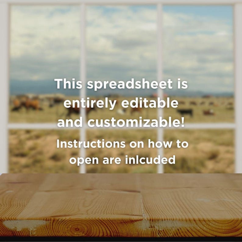 2026 Cattle Records Spreadsheet: Livestock Management (Digital Download)