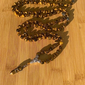 Tiger Eye Mala. 23 inch 108 natural stone prayer beads.