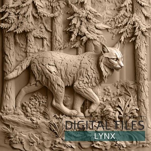 Lynx | PNG For Engraving | 3D Laser Ready File | Laser Burn PNG File | 3D Illusion Graphics | Digital File