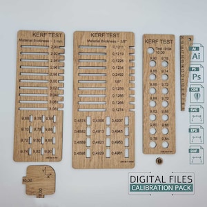 Laser Calibration Pack,  Laser Test Files, CO2 - Diode Laser cutting- Focus Depth Gauge, Kerf Test- digital files