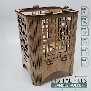 Candle Holder Laser Cut, easy to assemble, no screws and glue needed, Digital Download SVG, DXF, AI