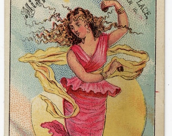 WOMAN ON a BAT 1910 trade card. Circa 1910, vintage