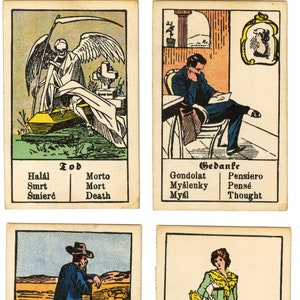CARTAS DE ORAÇÃO. 7 idiomas, editora alemã, por volta de 1890. Original e antigo