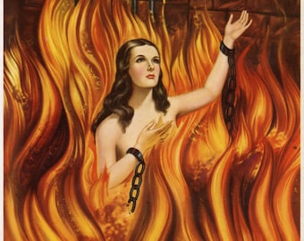 A striking and unusual religious print titled &quot;Anima Bendita&quot;. Vintage from the 1950&#39;s.