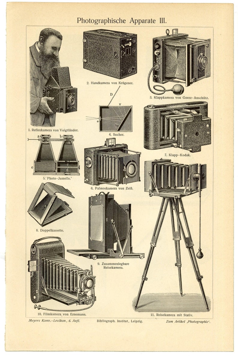 CAMERAS, Circa 1910 Print - Etsy