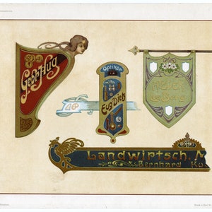 2 GERMAN COLOR CHROMOLITHOGRAPHS of Signs. Circa 1920, Original ...
