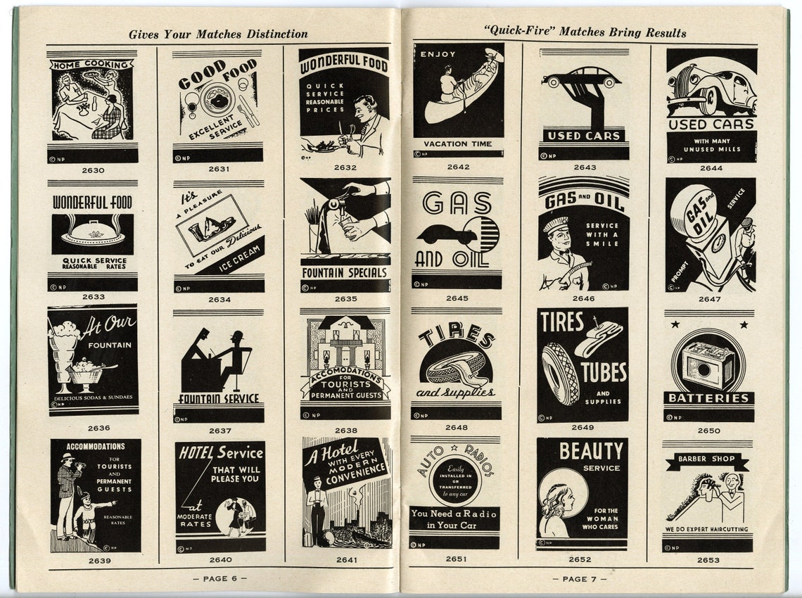 MATCHBOOK CATALOG STOCK Cuts. Circa 1930, Original & Vintage. Etsy