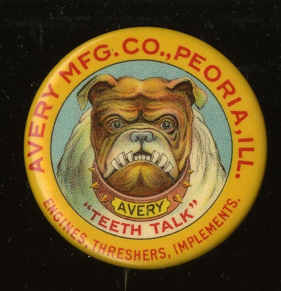 PINBACK BUTTON - ADVERTISEMENT. Bulldog image, Pe… - image 1