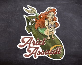 Ariel Assault / Disney Sticker / Disney Decal / Little Mermaid Sticker / Water Bottle Sticker / Laptop Decal / Die-cut Sticker