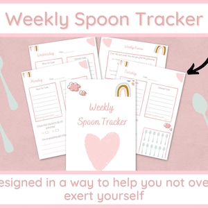 Weekly Spoon Tracker | Spoon Theory Journal | Spoonie Journal | Fatigue Friendly Journal | Chronic Illness Friendly Journal