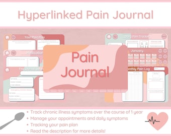 DAILY TRACKER | HYPERLINKED Pain Journal | Undated Chronic Pain Digital Planner | Hyperlinked GoodNotes Planner | Chronic Pain Tracker |