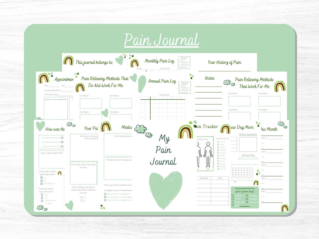 Personal Printable Pain Journal Chronic Pain Tracker Printable Pain Tracker Pain Management