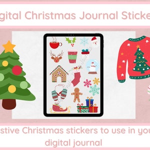 Christmas Digital Journal Stickers | Goodnotes Digital Planner Stickers | Digital Stickers Goodnotes | Holiday Digital Stickers