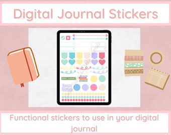 Digital Journal Stickers | Goodnotes Digital Planner Stickers | Functional Planner Stickers | Digital Stickers Goodnotes