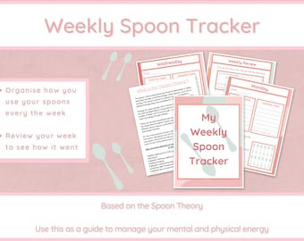 Weekly Spoon Tracker | Spoon Theory Journal | Spoonie Journal | Fatigue Friendly Journal | Chronic Illness Friendly Journal