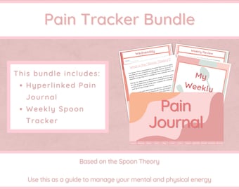 PAIN TRACKER BUNDLE | Hyperlinked Pain Journal | Weekly Spoon Tracker | Spoon Theory Journal | Spoonie Journal | Chronic Pain Planner