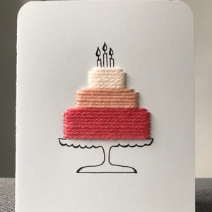 Birthday Cake Card | Embroidered card | Hand-sewn | Handcrafted | Tactile card | Rounded corners