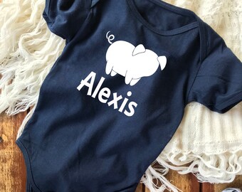 Adorable Infant Body Suit with Pig - Customizable and Perfect for Baby Showers