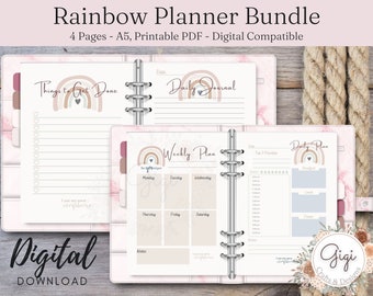 Rainbow Planner Bundle, A5 Printable Planner
