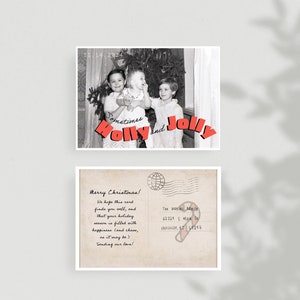 Christmas Postcard | Holiday Photo Card | Postcard Christmas Card With Photo | Christmas Card | DOWNLOAD | Template | Editable Photo Card