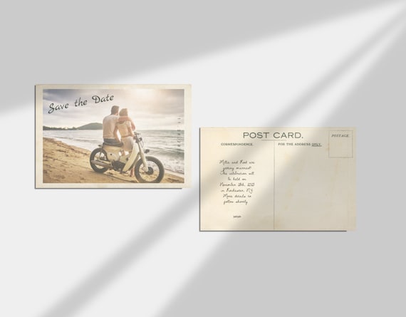 Postcard Save the Date | Vintage Wedding Invitation Template | Vintage Wedding Invite | Boho Wedding Invitation |  Editable Template M5