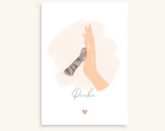 Katzenposter, Hand an Pfote, ewige Liebe, personalisiert