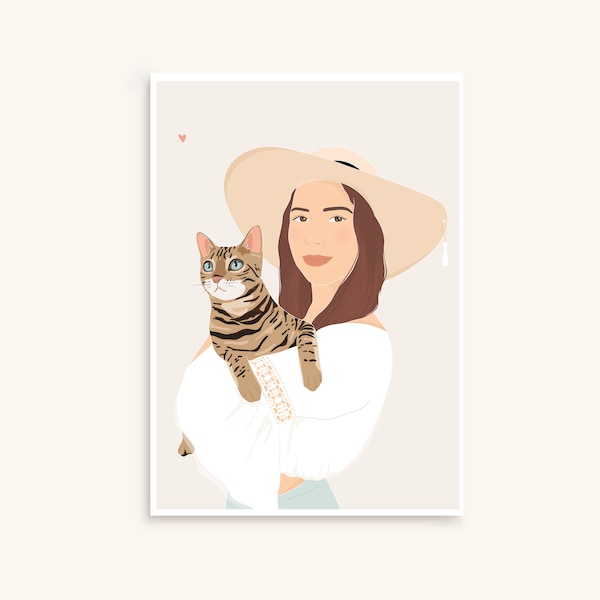 Illustration/Portrait personnalisé(e) Minimaliste, idée cadeau, couple amis famille mariage détaillé