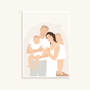 Illustration/Portrait personnalisée Minimaliste sans détails visage, idée cadeau, couple amis famille mariage image 1