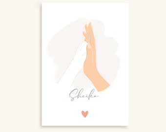 Personalisiertes Hundeposter, Hand an Pfote, ewige Liebe
