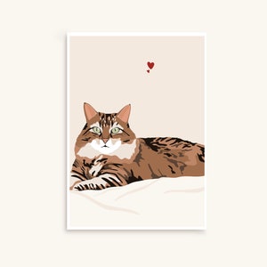 Animaux illustration/portrait personnalisée minimaliste, chats chiens chevaux nac image 8