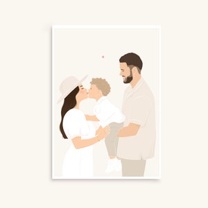 Illustration/Portrait personnalisée Minimaliste, idée cadeau, couple amis famille mariagedétaillé image 3