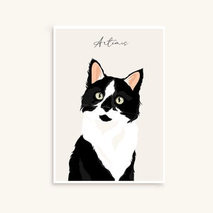Animaux illustration/portrait personnalisée minimaliste, chats chiens chevaux nac image 5