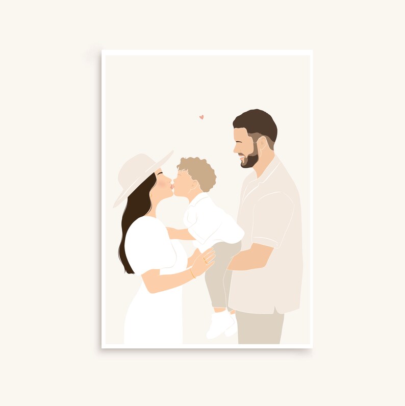 Illustration/Portrait personnalisée Minimaliste sans détails visage, idée cadeau, couple amis famille mariage image 2