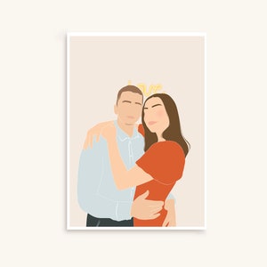 Illustration/Portrait personnalisée Minimaliste sans détails visage, idée cadeau, couple amis famille mariage image 4